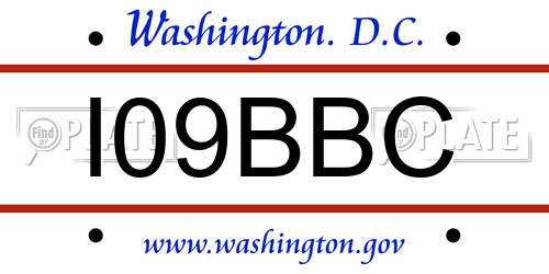 I09BBC District Of Columbia License Plate