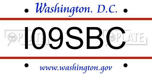 I09SBC District Of Columbia License Plate