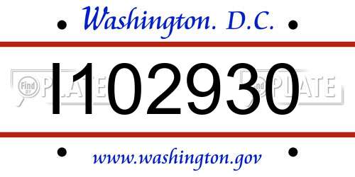 I102930 District Of Columbia License Plate