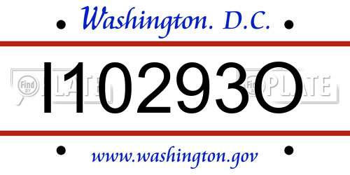 I10293O District Of Columbia License Plate