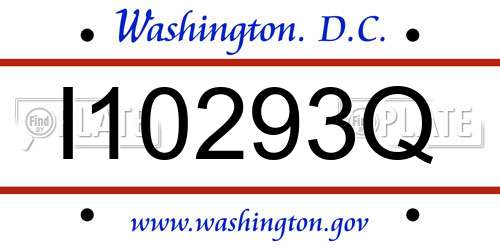 I10293Q District Of Columbia License Plate