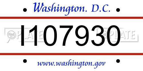 I107930 District Of Columbia License Plate