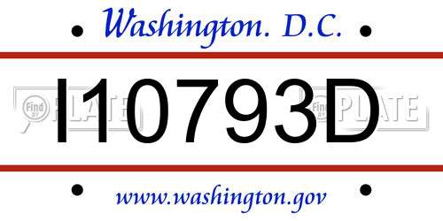 I10793D District Of Columbia License Plate