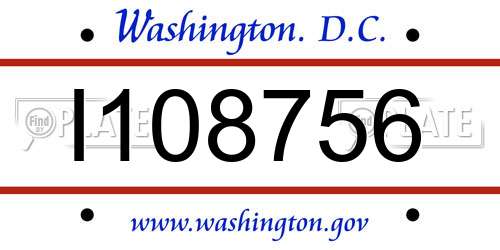I108756 District Of Columbia License Plate
