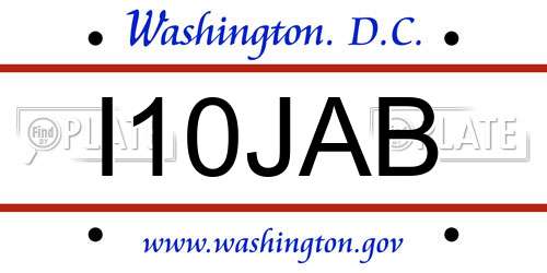 I10JAB District Of Columbia License Plate