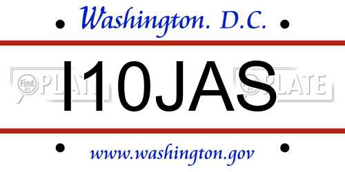 I10JAS District Of Columbia License Plate