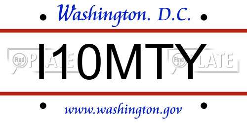 I10MTY District Of Columbia License Plate