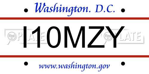 I10MZY District Of Columbia License Plate