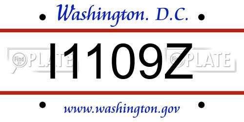 I1109Z District Of Columbia License Plate