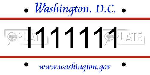 I111111 District Of Columbia License Plate