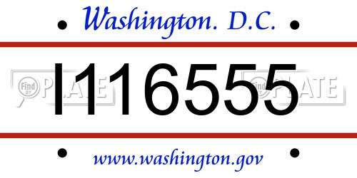 I116555 District Of Columbia License Plate