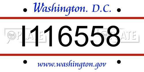 I116558 District Of Columbia License Plate