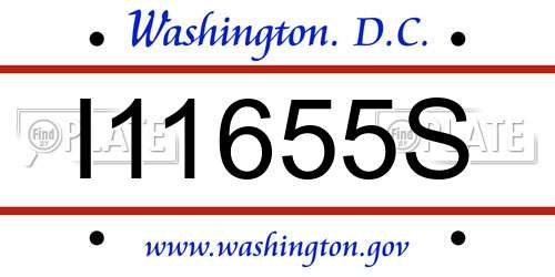 I11655S District Of Columbia License Plate