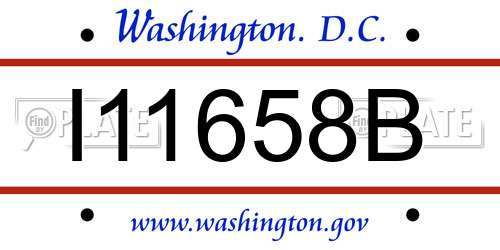 I11658B District Of Columbia License Plate