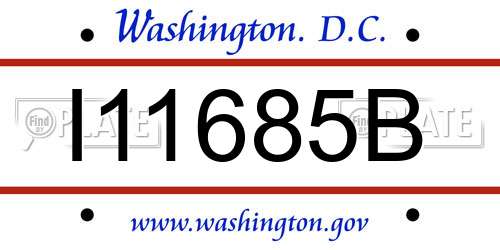 I11685B District Of Columbia License Plate