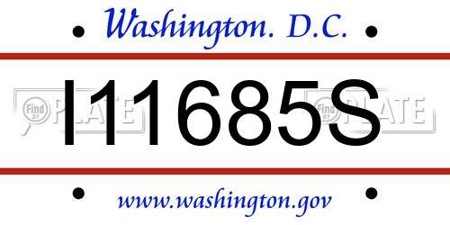 I11685S District Of Columbia License Plate