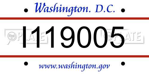 I119005 District Of Columbia License Plate