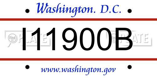 I11900B District Of Columbia License Plate
