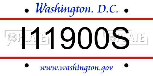 I11900S District Of Columbia License Plate