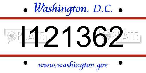 I121362 District Of Columbia License Plate