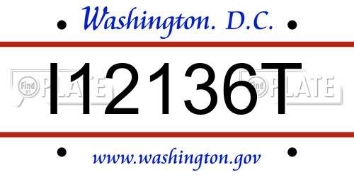 I12136T District Of Columbia License Plate