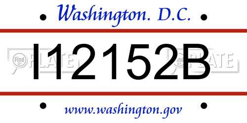 I12152B District Of Columbia License Plate
