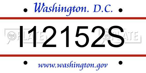 I12152S District Of Columbia License Plate