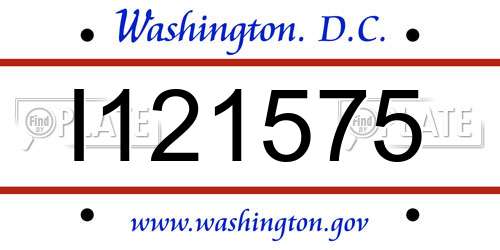 I121575 District Of Columbia License Plate