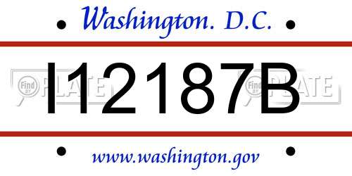 I12187B District Of Columbia License Plate
