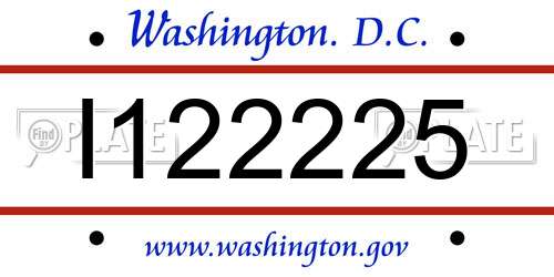 I122225 District Of Columbia License Plate