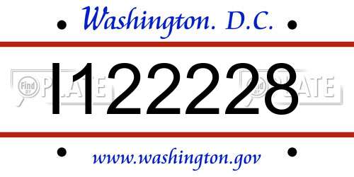 I122228 District Of Columbia License Plate