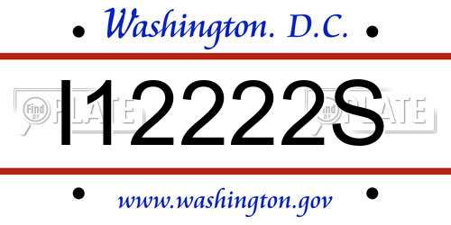 I12222S District Of Columbia License Plate