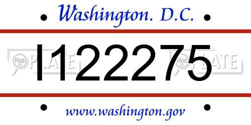 I122275 District Of Columbia License Plate
