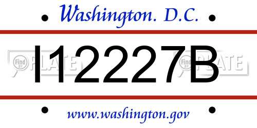 I12227B District Of Columbia License Plate