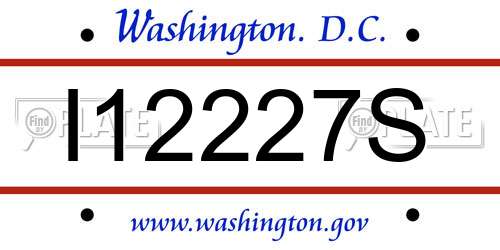 I12227S District Of Columbia License Plate
