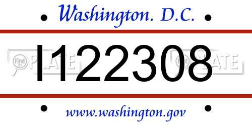 I122308 District Of Columbia License Plate