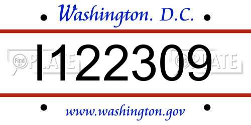 I122309 District Of Columbia License Plate
