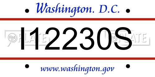 I12230S District Of Columbia License Plate