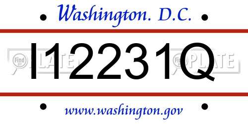I12231Q District Of Columbia License Plate