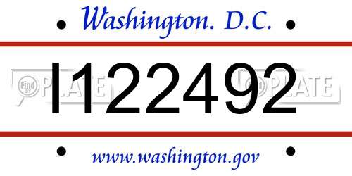 I122492 District Of Columbia License Plate