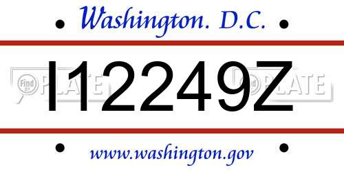 I12249Z District Of Columbia License Plate