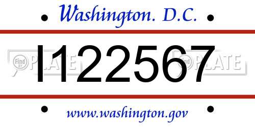 I122567 District Of Columbia License Plate