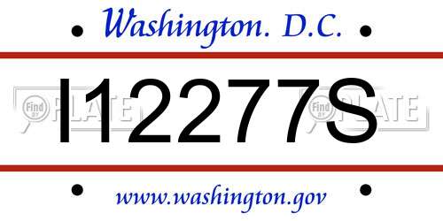 I12277S District Of Columbia License Plate