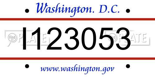 I123053 District Of Columbia License Plate