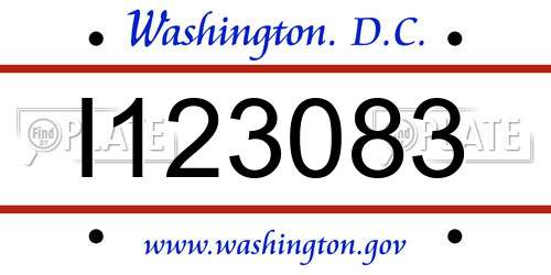 I123083 District Of Columbia License Plate