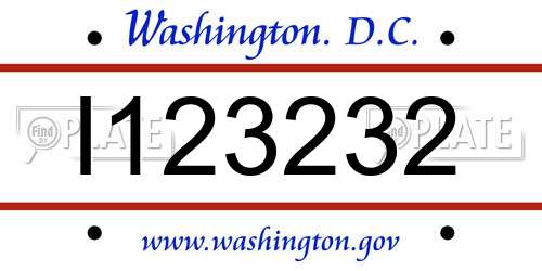 I123232 District Of Columbia License Plate