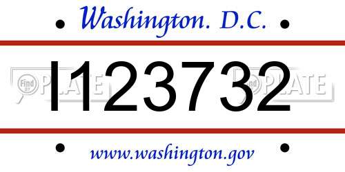 I123732 District Of Columbia License Plate