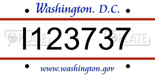 I123737 District Of Columbia License Plate
