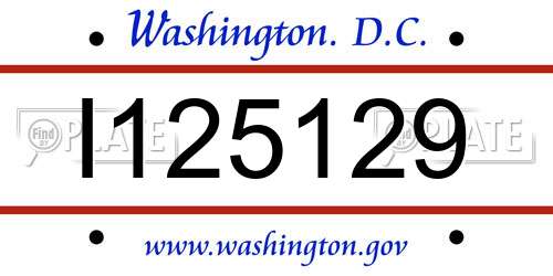 I125129 District Of Columbia License Plate