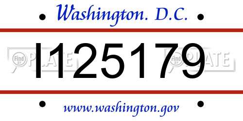 I125179 District Of Columbia License Plate